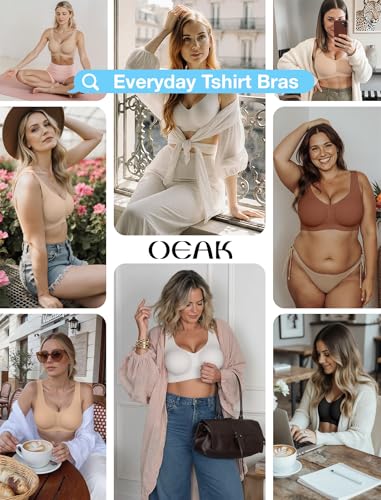OEAK Women Wireless Jelly Bras Pull on Full Coverage Tshirt Bra - color: Coffee, size: Small