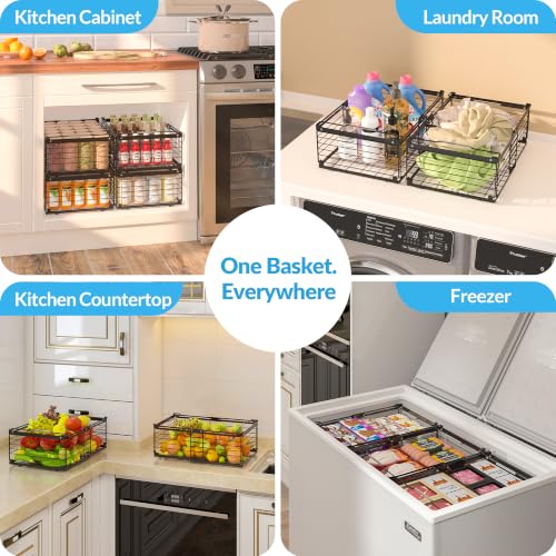 NADAMOO Expandable Chest Freezer Organizer, Stackable Wire Baskets - size: 3 Packs