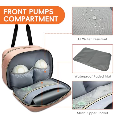 LIVEAGAIN Wearable Breastmilk Bag with Ice Pack Fits for Elvie Hands-Free Pumps and Medela Pump in Style, Portable Pump Carrying Case for for Daycare, Work, and Travel (Bag Only) (Pink) - color: Pink