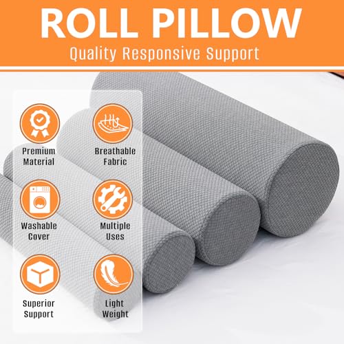 2 Pack Round Massage Table Bolster Pillow Pad, Bolster Pillow, Round Pillows, Suitable for Earthlite Massage Table (Grey, 4.7''x19.6'') - color: Grey, size: 4.7''x19.6''