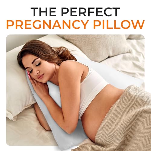 Cheer Collection Oversized V-Shaped Pillow, L-Shaped Pillow for Neck and Shoulder Support, Curved Body Pillow with Removable Pillowcase - size: Large