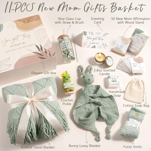 New Mom Gifts Postpartum Essentials Pregnancy Gift for New Mom Care Package - color: Sage Green
