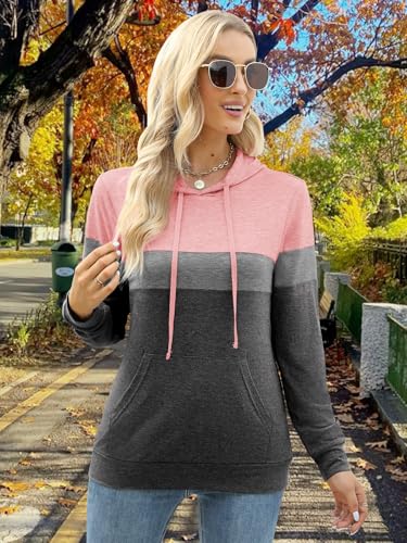 MixShe Women’s 2026 Fall Long Sleeve Hoodie Pullover Sweatshirt Lightweight Casual Tops Blouse - color: Light Pink, size: X-Large