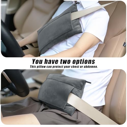 Post Surgery SeatBelt Pillow for Pregnancy Mastectomy Hysterectomy Recovery - color: Dark Gray