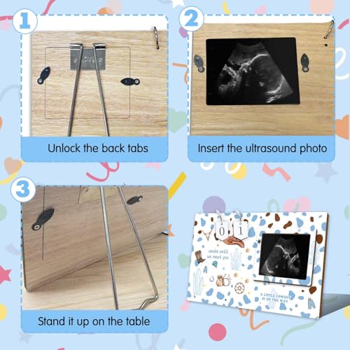 Cowboy Sonogram Picture Frame,Western Ultrasound Photo Frame Baby Countdown - size: cowboy