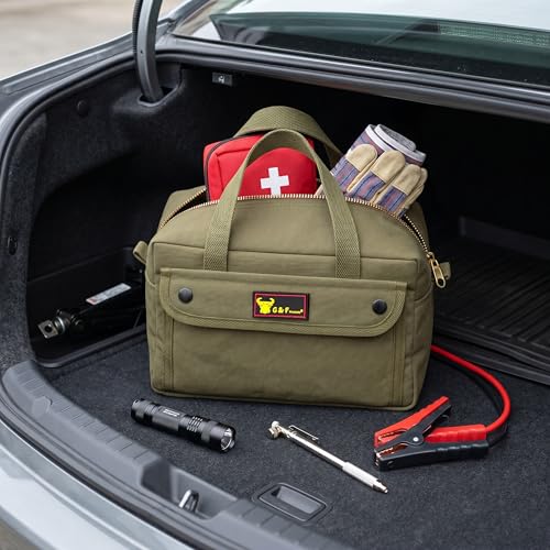 Waxed Canvas Compact Military Duffle Bag, 11 x 7 x 6 In, Water-Resistant - color: Olive Green