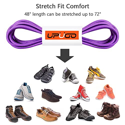 UpUGo Elastic Shoe Laces, No Tie Shoe Laces for All Ages, One Size Fit All - color: Plain Dark Purple, size: 1 pair