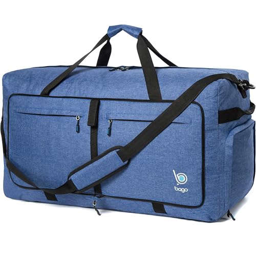 Bago Travel Duffle Bag for Women & Men. Extra Large Foldable Duffel Bags - color: SnowDepBlue, size: 120L