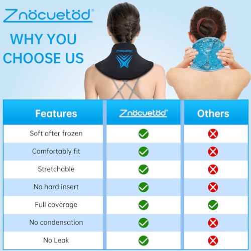 Neck Ice Pack Wrap Reusable Gel Ice Packs for Cervical Injuries Pain Relief - style: Neck-Black