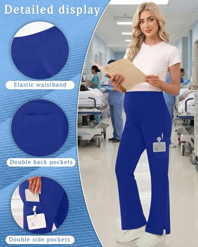 Women's Maternity Scrub Pants - color: Royal Blue, size: Medium