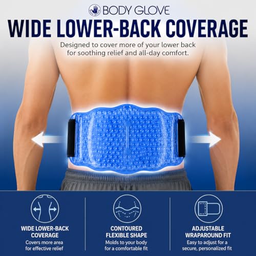 Body Glove Silica Pearl Back Ice Pack Wrap, Reusable Hot or Cold Compress Gel Pack for Back, Adjustable Ice Wrap for Lower Back Pain, Flexible Cold Pack for Injuries