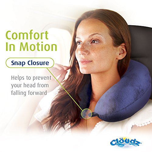 Cloudz Patterned Microbead Airplane Travel Neck Pillow. Customize Your Comfort and Support While Traveling on a Plane, Car, Bus or Train! - Blue Print - color: Pink Print