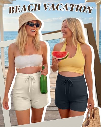 4 Pack Women's Maternity Casual Shorts - color: Charcoal Gray, Cream, Brown, Black, size: X-Large