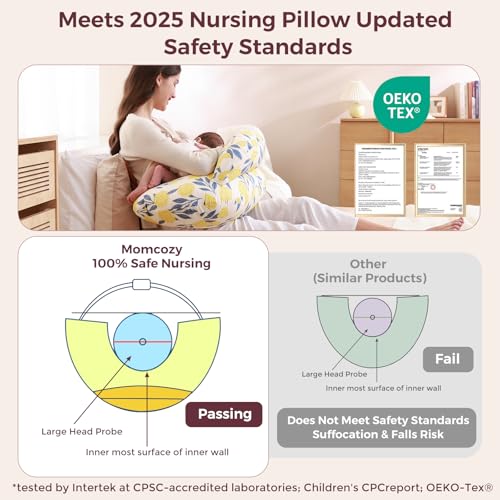 Momcozy Original Nursing Pillow for Breastfeeding - Innovative Safety Guard - color: Lemon Whisper