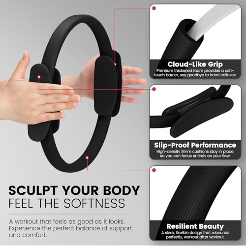 Pilates Kit for Women 13PCS, Pilates Ring Ball Resistance Bands Workout Set - color: Black