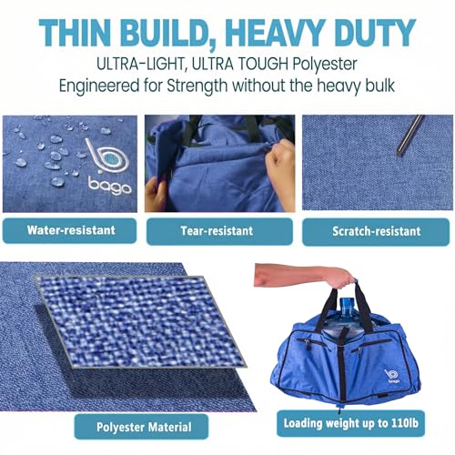 Bago Travel Duffle Bag for Women & Men. Extra Large Foldable Duffel Bags - color: SnowDepBlue, size: 120L