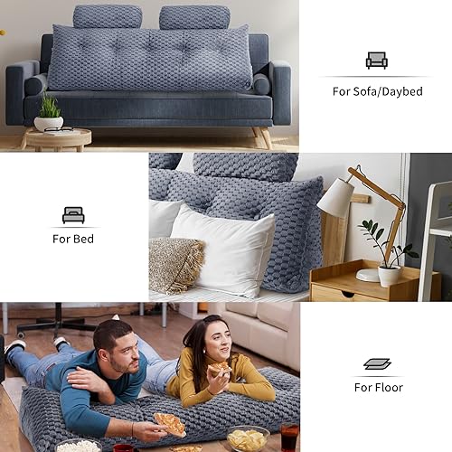 EUHAMS Headboard Pillow Queen with Neck Roll, Triangular Backrest Pillow - color: Grey, size: Queen