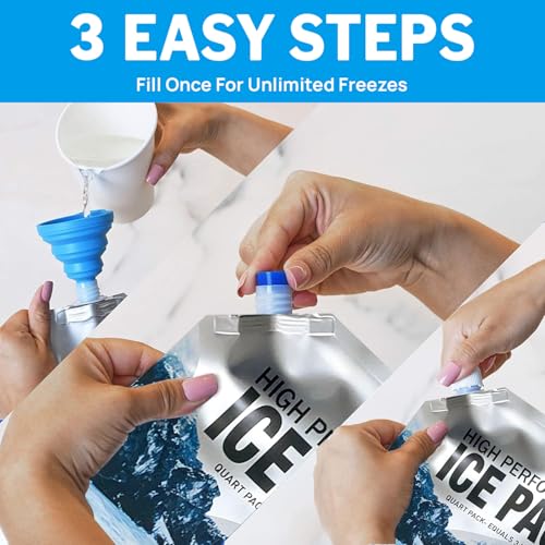 Reusable Ice Packs for Coolers 5 Pack, Long Lasting Gel Freezer Packs for Cooler Bag, Large Lunch Box, Beach, Camping & Road Trips Cold Blocks (9.8" x 9.8") - size: Medium-5pk