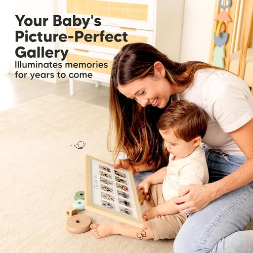 KeaBabies My First Year Photo Frame,12 Months Baby Picture Frame (Ash Wood) - color: Ash Wood