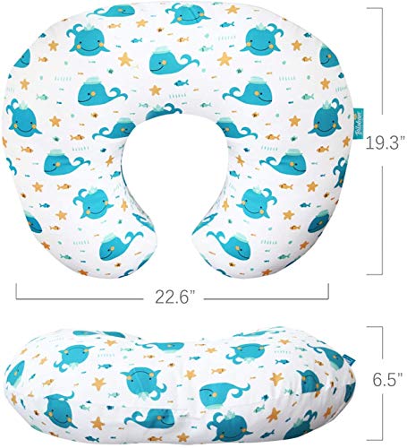 Biloban Nursing Pillow Cover 2 Pack for Boppy Pillow, Whale & Fish - color: Whale & Fish