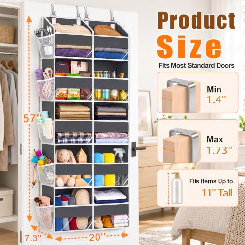 UVIAHOMI Heavy Duty Over Door Organizer 5 Tiers, 10 Front & 10 Mesh Pockets - color: 5 Tiers - Dark Gray