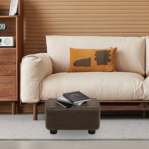 CAROLMADE Small Foot Stool Ottoman Footstool with Legs Under Desk Footrest for Living Room Bedroom and Office, Soft Brown - color: Soft Brown