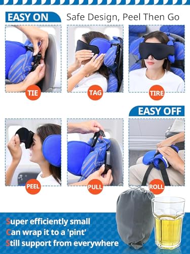 SARISUN Airplane Travel Pillow with Chin Strap, Stable Head Support, Black - color: Black