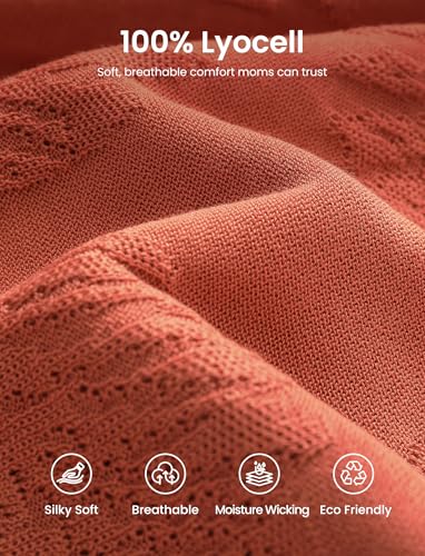 PATPAT Mesh Nursing Cover, Breathable Jacquard Knit Poncho, Burnt Orange - color: Burnt Orange
