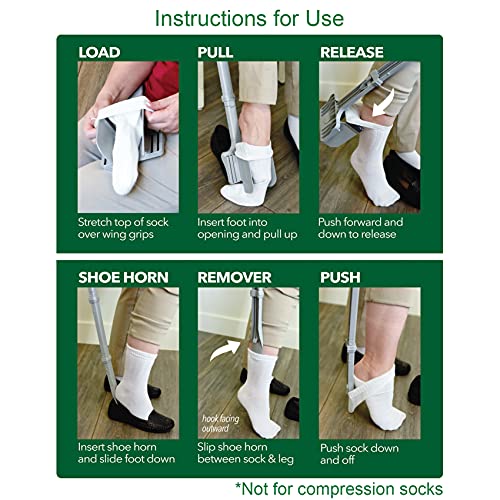 Easy Sock Ox Adjustable Sock Aid for Seniors, No Bending, with Sock Remover