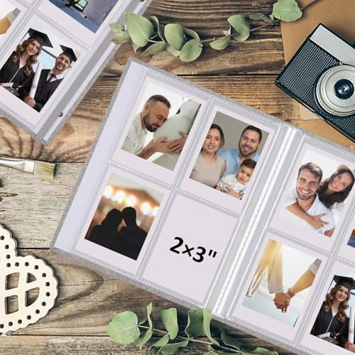 vivinin 2PCS Polaroid Photo Album, 2x3 Inch Pockets Mini Photo Album for 104 Pockets Hold 208 Pictures, Linen Hardcover Polaroid Album Book for Photos, Family Anniversaries, Baby Vacations (Gray) - color: Gray