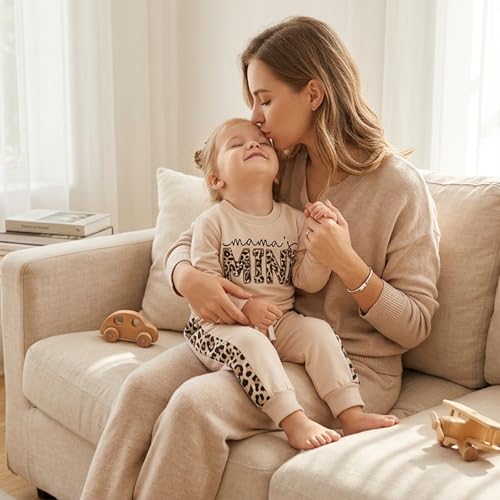 Kupretty Baby Girl Clothes Mama's Mini Sweatshirt Pants Set - color: Khaki, size: 2-3T