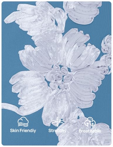 MEROKEETY Women's Floral Wedding Guest Cocktail Maxi Dress - color: Skyblue, size: X-Large