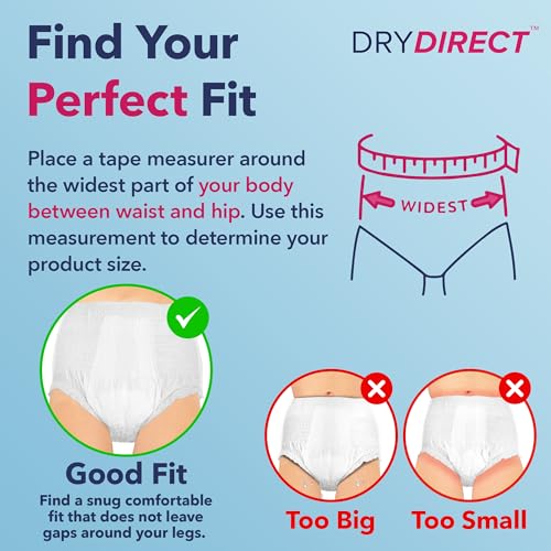 Dry Direct Ultimate Protective Underwear, Soft Cloth-Like Adult Diapers, Max Absorbency Disposable Incontinence Protection - Medium (Pack of 14) - size: Medium (Pack of 14)