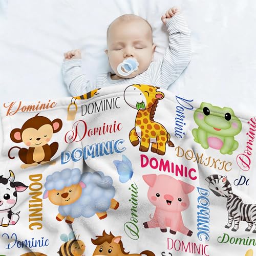 Personalized Blanket with Name, Custom Animal Blanket for Baby - color: S4
