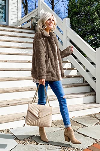 PRETTYGARDEN Women's Oversized Sherpa Fleece Coats - color: Coffee, size: Small