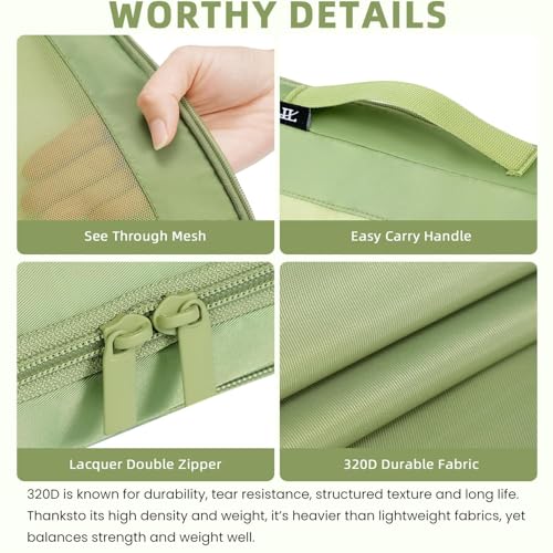 BAGAIL 4 Set/6 Set/8 Set Compression Packing Cubes Travel Accessories Expandable Packing Organizers (Square Mesh, 06-Matcha Green) - color: 06-Matcha Green, style: Square Mesh