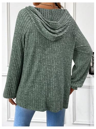 BEAUDRM Women's Maternity Half Button Sweatshirts Long Sleeve Ribbed Knit Pregnancy Shirt Spring Clothes - color: Olive Green, size: Small