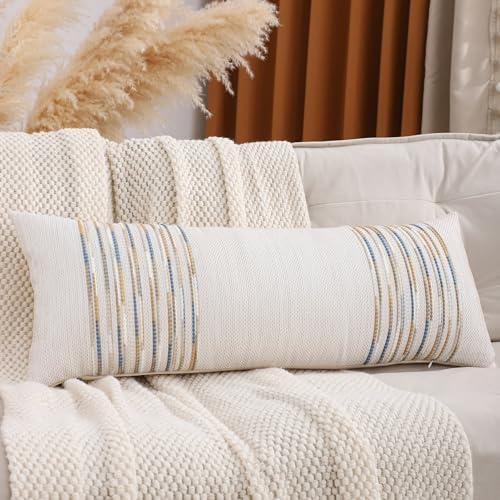 Boho Lumbar Throw Pillow Cover 14x36 Yellow Blue - color: Yellow-blue Stripe, size: 36" x 14" (Pack of 1)