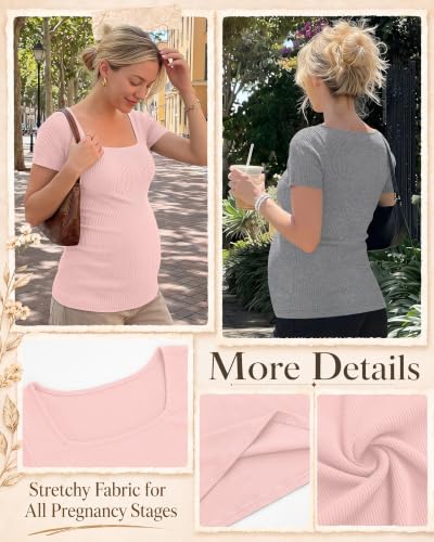 Ficerd 4 Pack Women's Maternity Shirts - color: Light Pink, White, Light Gray, Blue, size: XX-Large