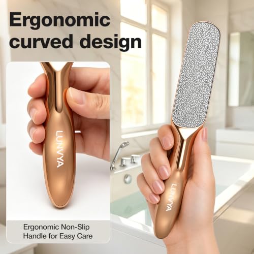 Double-Sided Nickel Foot File, Callus Remover Pedicure Exfoliator (Gold) - color: Gold