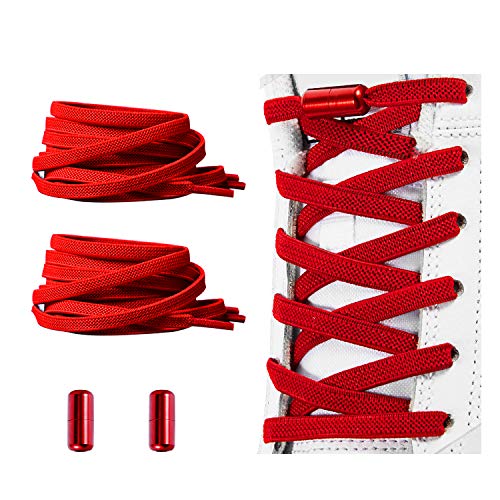 No Tie Shoelaces, Elastic Shoelaces for Adults/Kids,Elastic No Tie Shoe Laces - color: Red