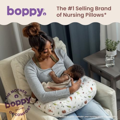 Boppy Nursing Pillow, Safe Ergonomic Breastfeeding & Baby Feeding Support - color: Neutral Plants and Animals