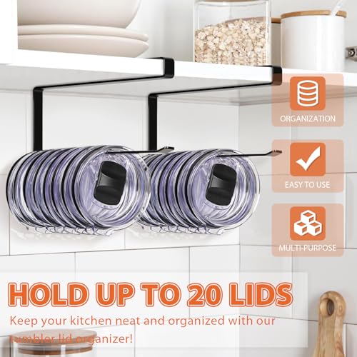 2 Pack Tumbler Lid Organizer, Versatile Tumbler Storage Holds 20 Lids Black - color: Black, size: 2 Pack