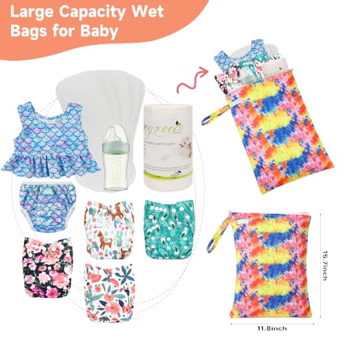 wegreeco Wet Dry Bag for Baby Swimsuit, Small Wet Dry Bag for Clothes Diaper and Breast Pump Parts, Large Baby bag for Travel,Gym Clothes,Beach,Pool,Extra Clothes (Fantastical-Colors, 3 Pack) - color: Fantastical-Colors, 3 Pack