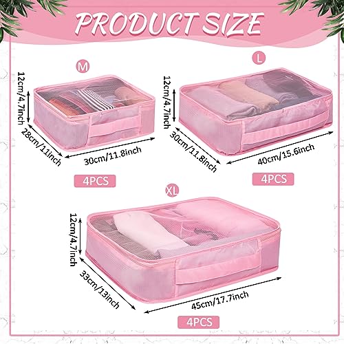Silkfly 12 Pcs Packing Cubes for Travel,XL, L, M,Classic,Pink - color: Pink, size: XL, L, M, style: Classic