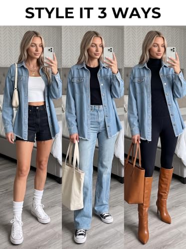 Dokotoo Womens Button Down Oversized Distressed Boyfriend Jean Jacket - color: Sky Blue, size: Large