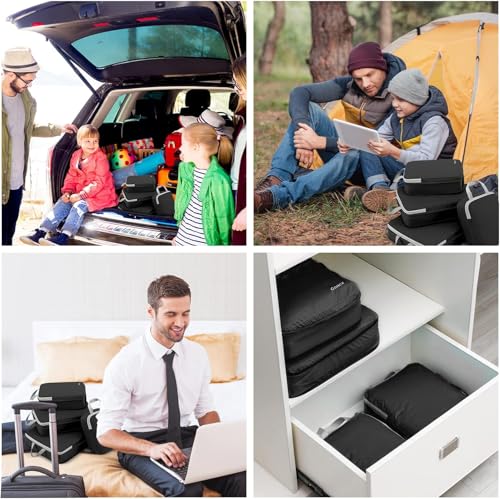 Gonex Compression Packing Cubes, 4-Piece Expandable Travel Organizers - color: 4-Black, size: 4 Set