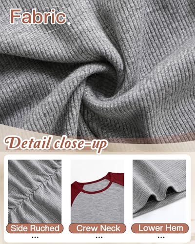Neer 3 Pack Maternity Long Sleeve Shirts Ribbed Pregnancy Tops - color: Black, Navy Blue, Wine Red, size: Small