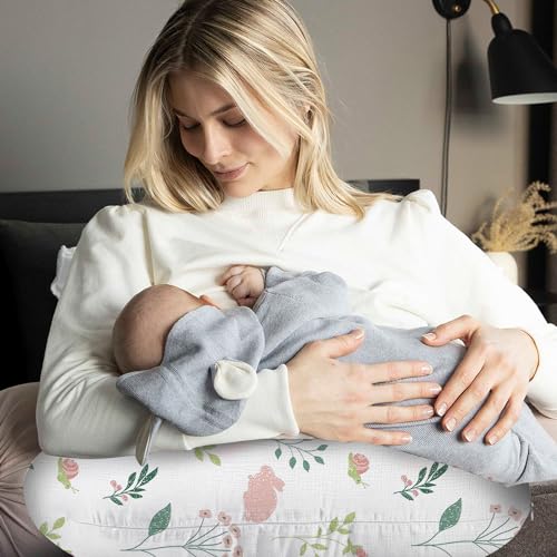 Little Grape Land 100% Cotton Muslin Nursing Pillow Covers 2 Pack, (Bunny) - color: Pink Bunny & Pink