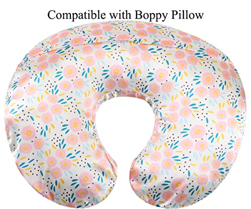 Tcmyyund Satin Nursing Pillow Cover Set 2 Pack Ultra Soft Silk Feeling - color: Floral & Floral
